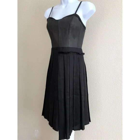 sleeveless black leather dress UNDRESS CALISTA Black VEGAN LEATHER MIDI DRESS
